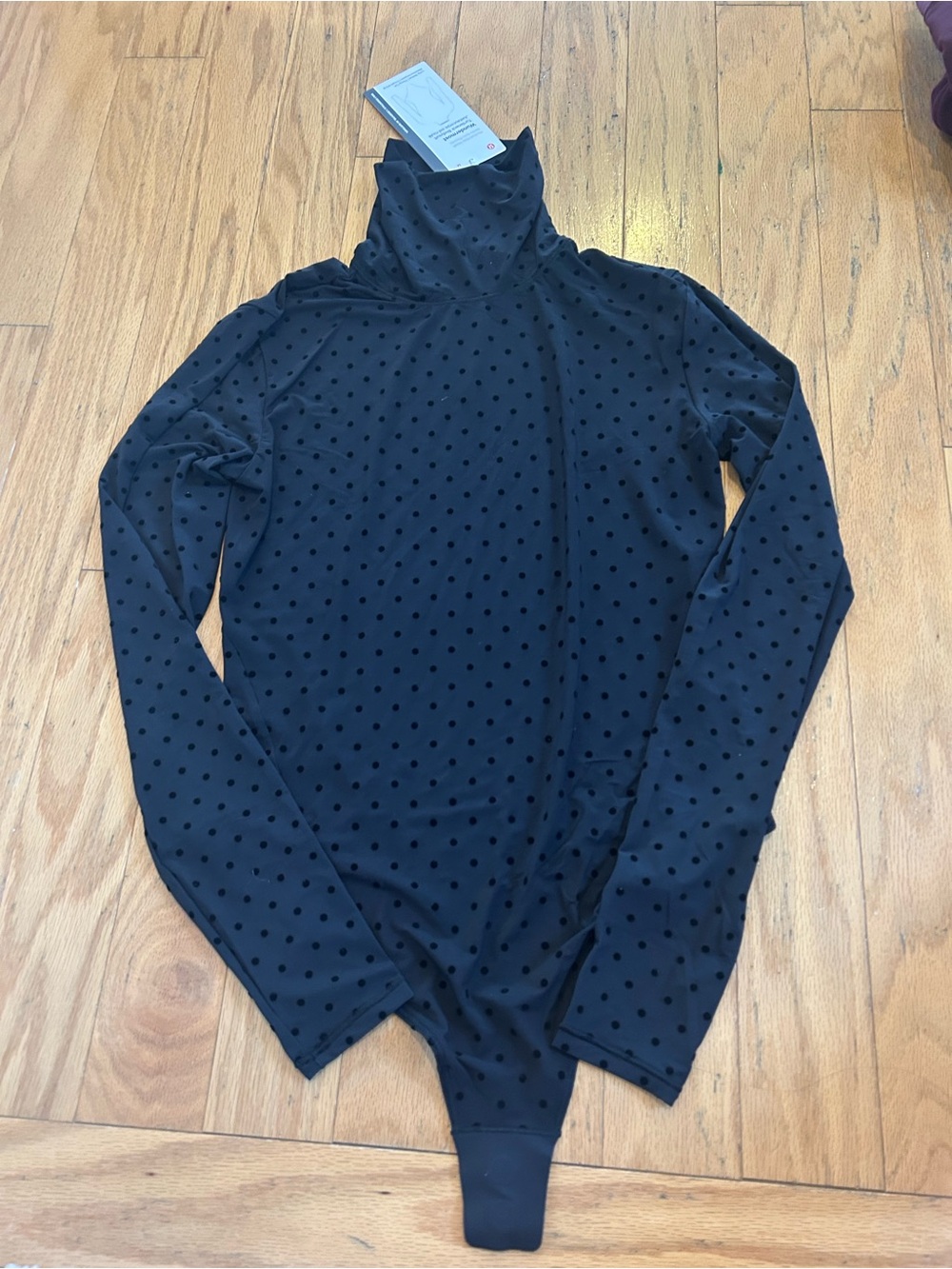 Lululemon NWT Polka flock mesh Wundermost turtleneck bodysuit